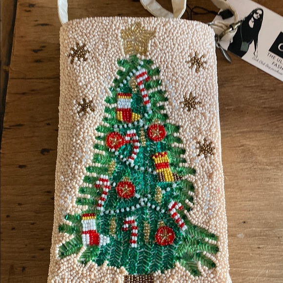 Cream Crossbody Bag with Christmas Tree Design - Picture 4 of 5